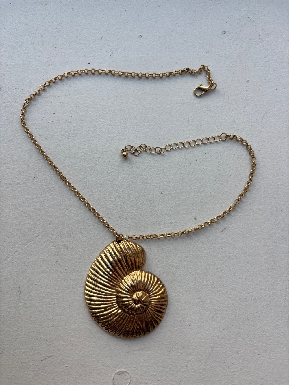 Gold Colored Nautilus Shell Pendant Necklace for Women - Timeless Coastal Style